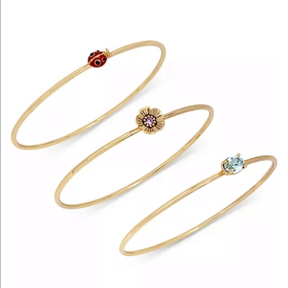 COACH 3 Piece Set Gold Crystal Bangles - Picture 2 of 4